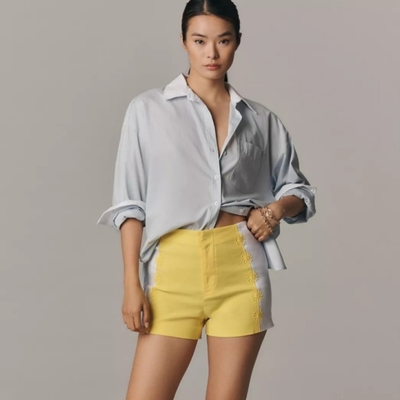 Maeve Pants - NWT Maeve Surf City Linen Blend Embellished Shorts